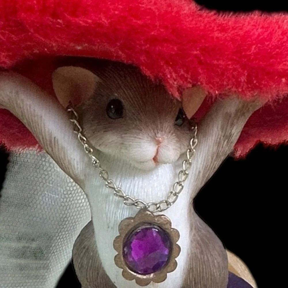 Charming Tails Fitz & Floyd You've Got Style Mouse Figurine Purple‎ Red Hat Lady